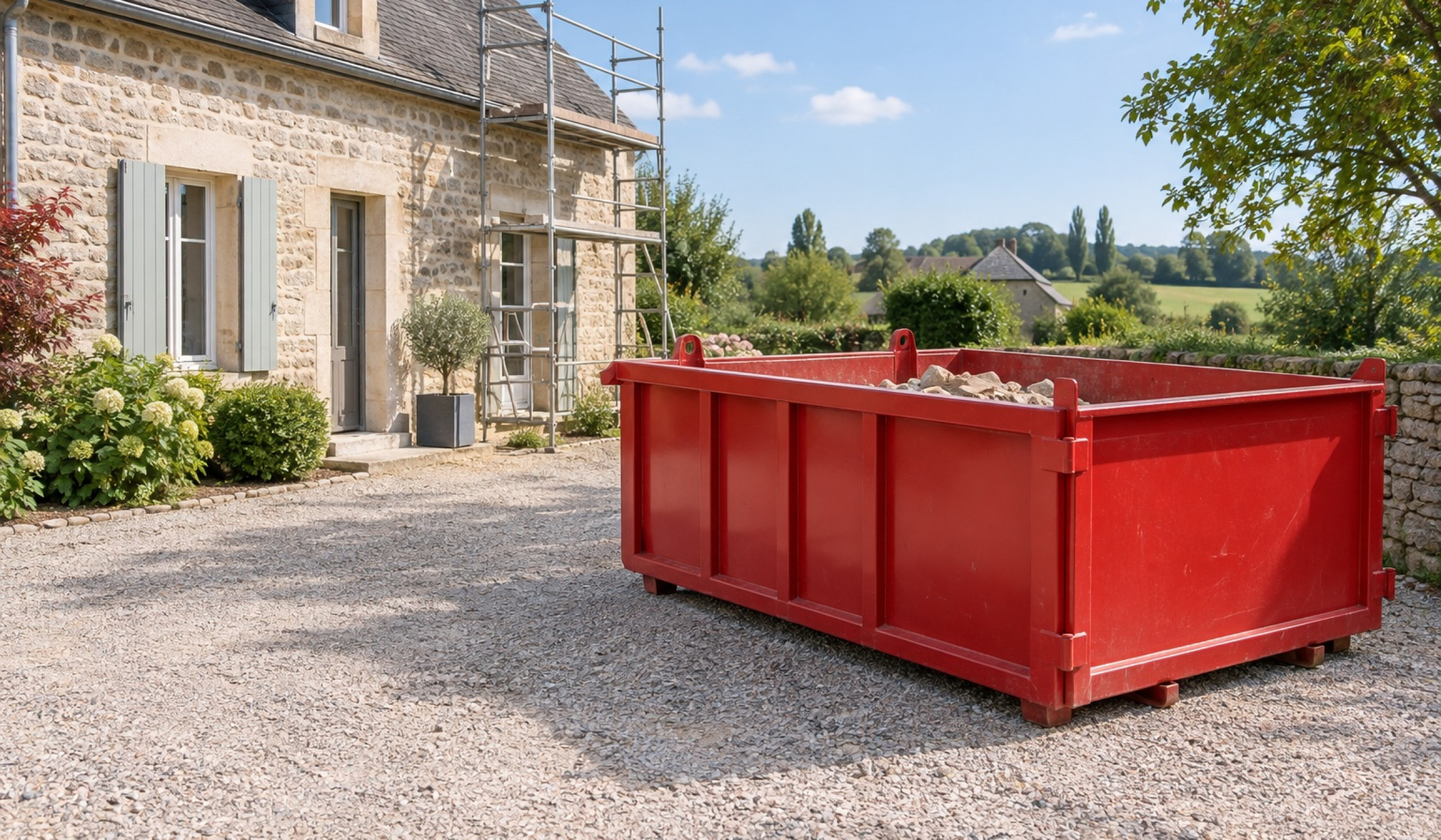 Illustration : une benne sur un chantier de rénovation.